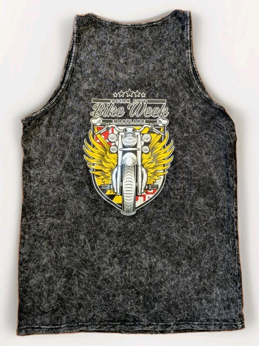 Bike Week Ocean City MD Tank Top Acid Wash Motorcycle Biker Graphic Mens L XL